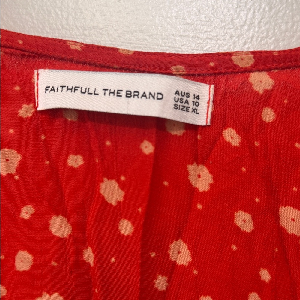 Faithfull the Brand Red Floral Midi Dress - Picture 3 of 3